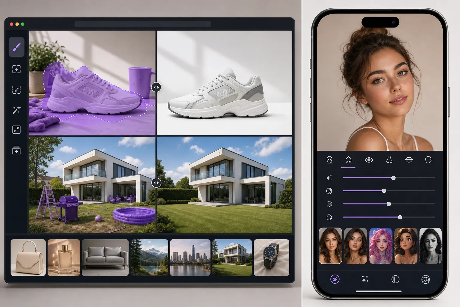 Comparison of practical AI photo cleanup and mobile portrait styling workflows