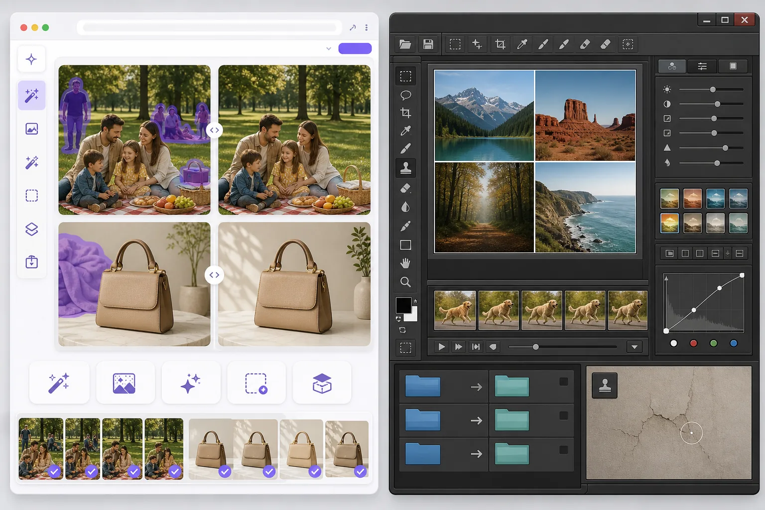 Comparison of AI-powered photo cleanup and traditional desktop editing tools