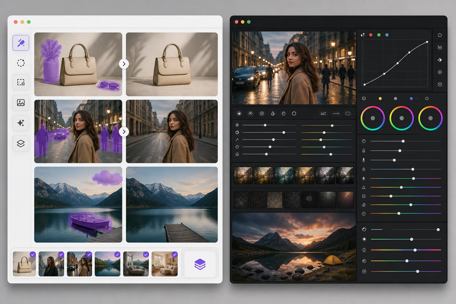 Comparison of AI cleanup automation and advanced color grading workflows