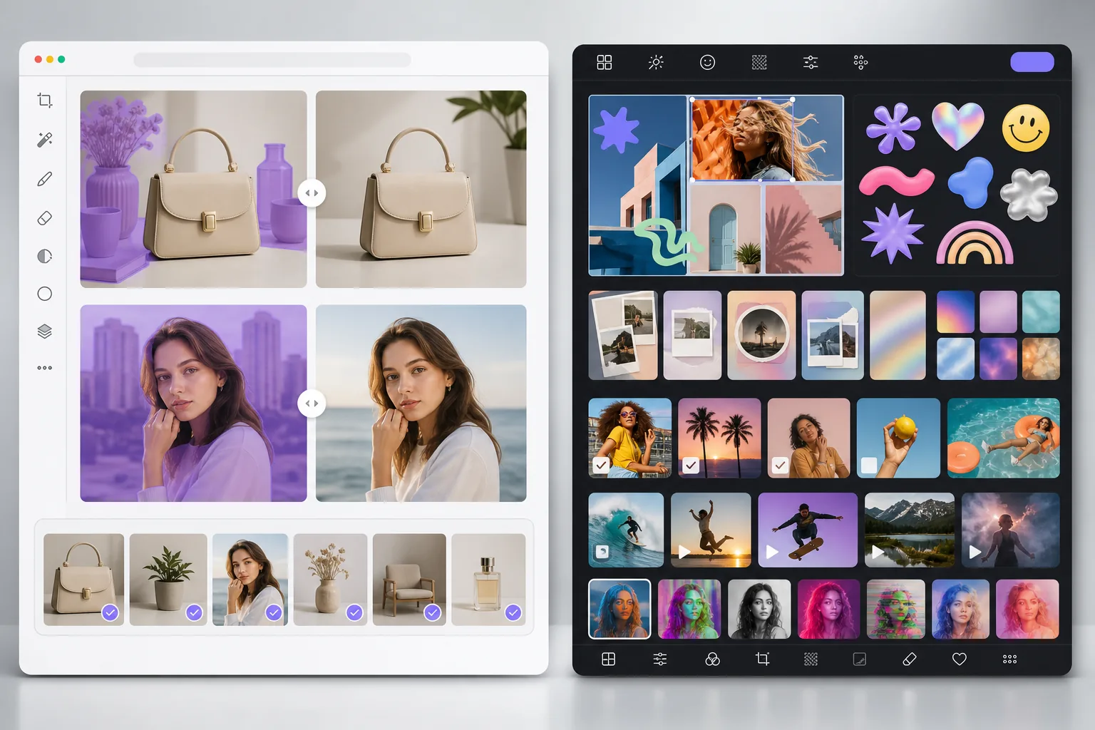 Comparison of focused AI photo cleanup and broad creative social editing tools