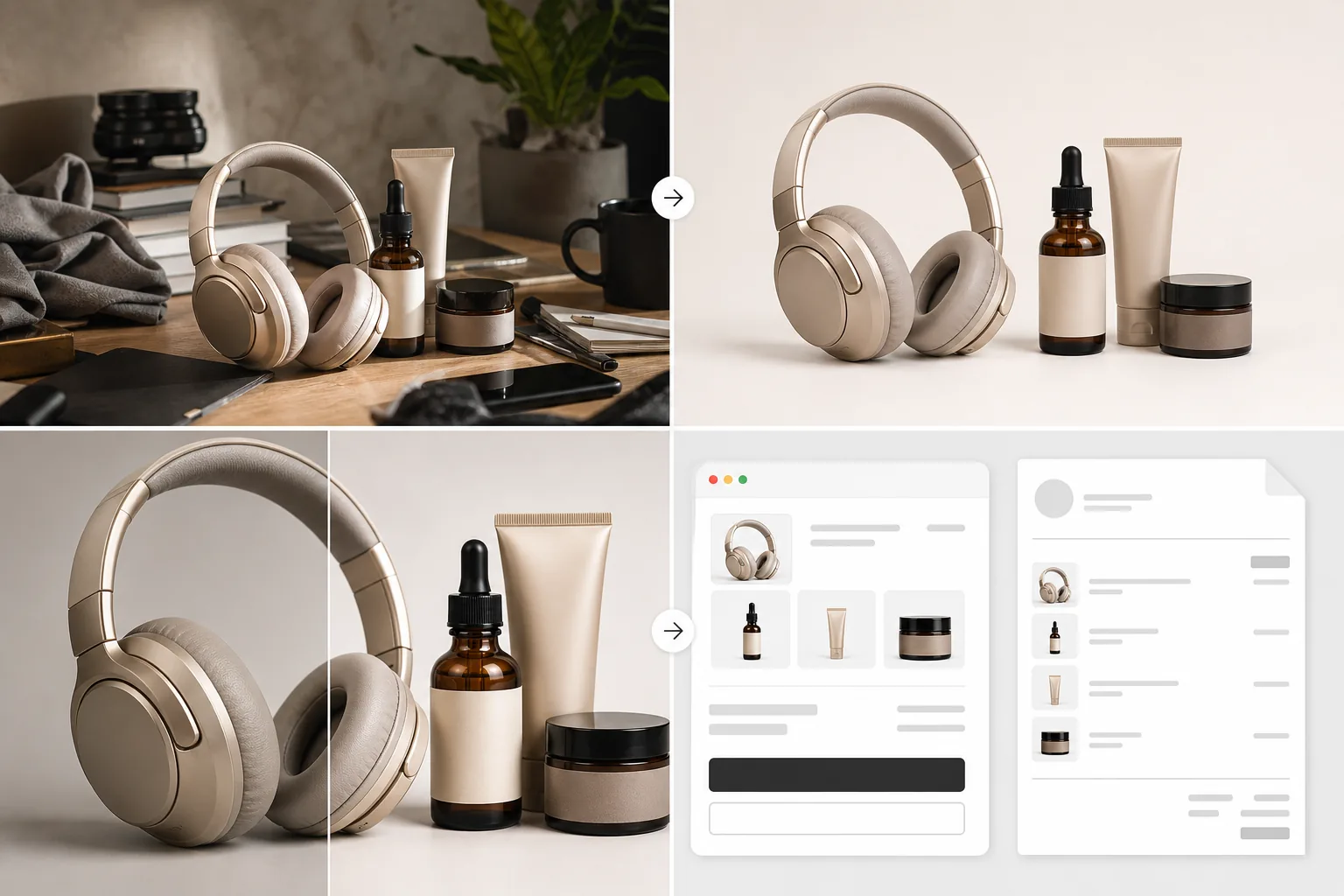 AI Stripe checkout product image workflow removing cluttered backgrounds, enhancing product detail, preparing clean payment page visuals, and creating invoice-ready product thumbnails