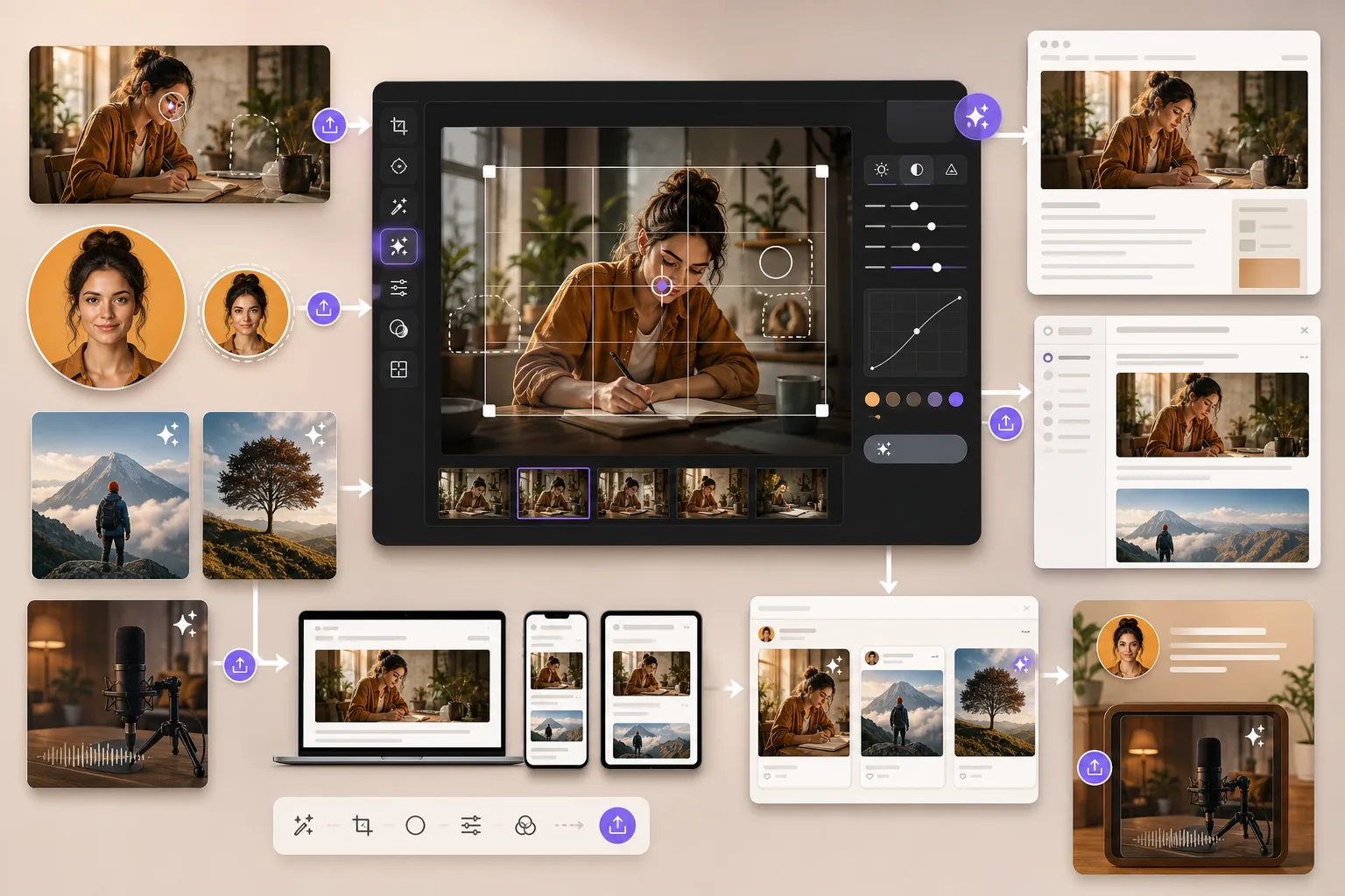 AI Substack publishing image prep workflow creating newsletter hero images, author photos, Notes visuals, podcast covers, and email inline imagery