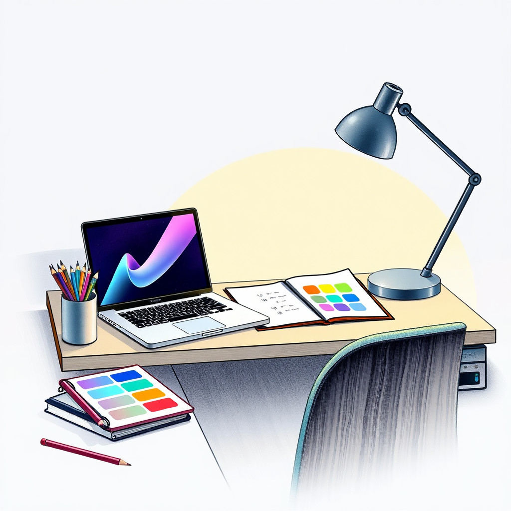 Gambar pensil warna AI generated creator workspace example