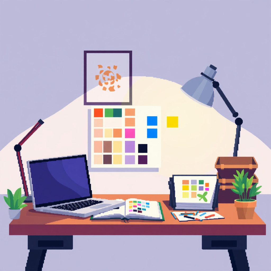 فن البكسل AI generated creator workspace example
