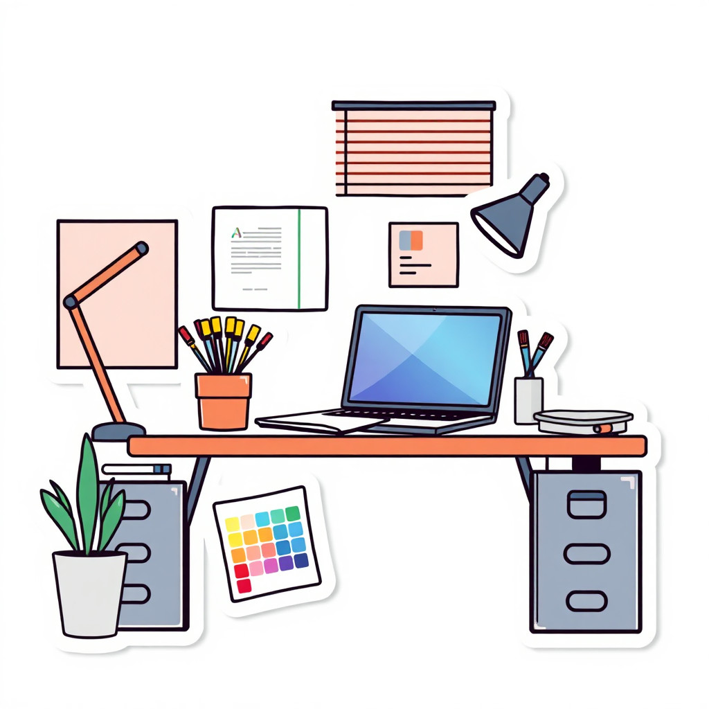 ملصق AI generated creator workspace example