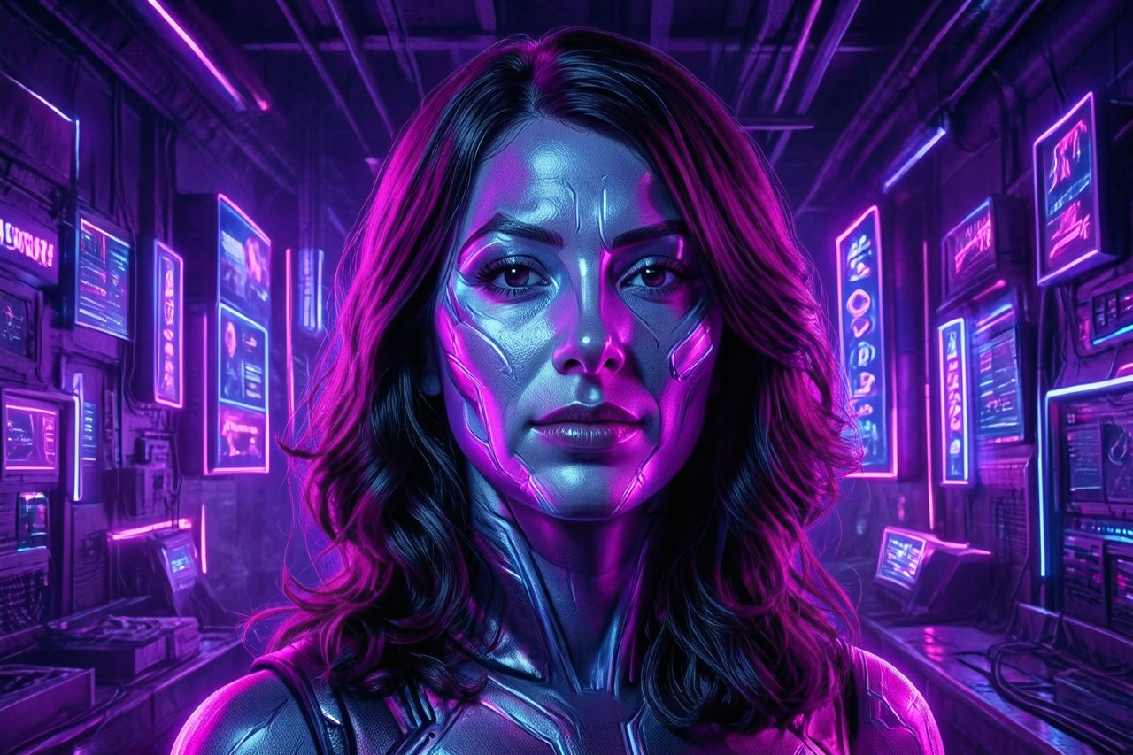 مثال على فلتر الصور Neon Punk بالذكاء الاصطناعي