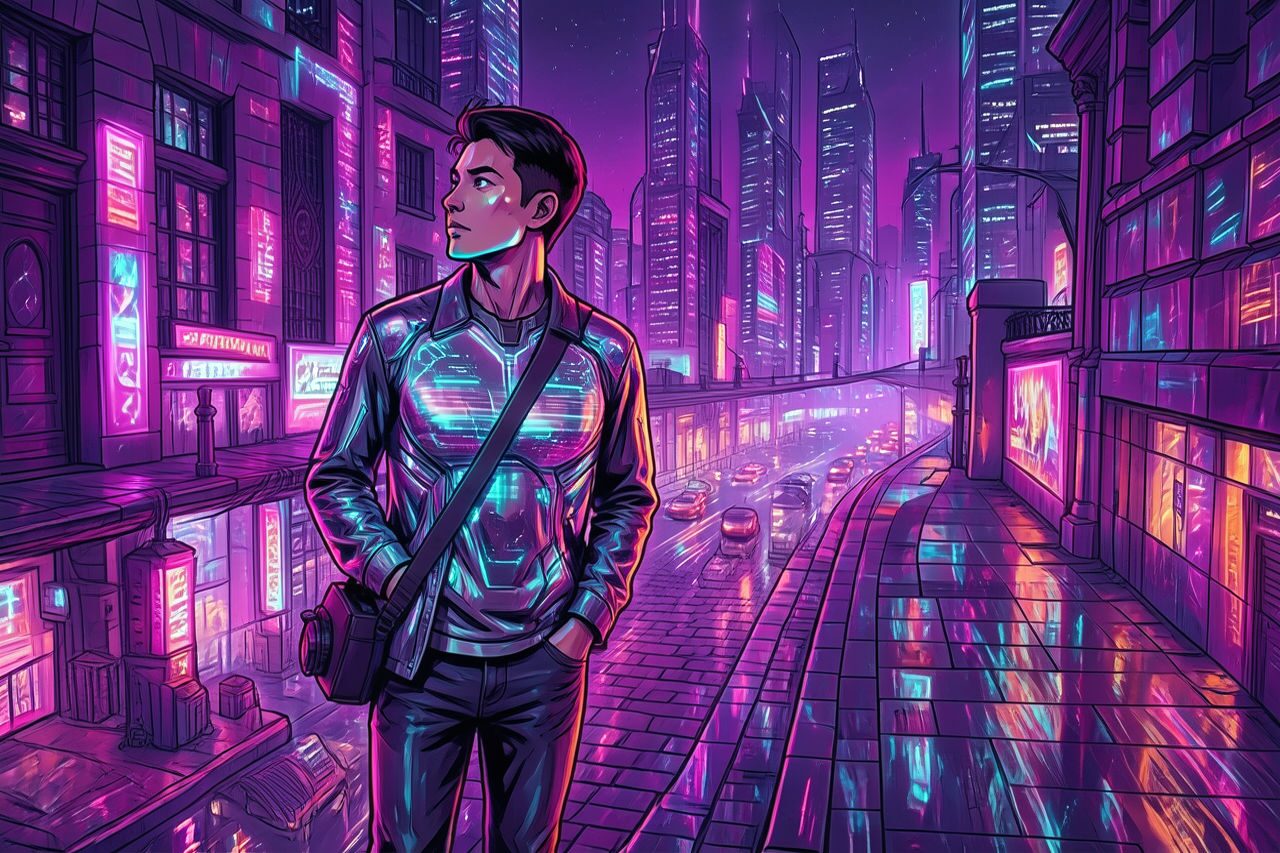 Cyberpunk Cityscape AI filter after example
