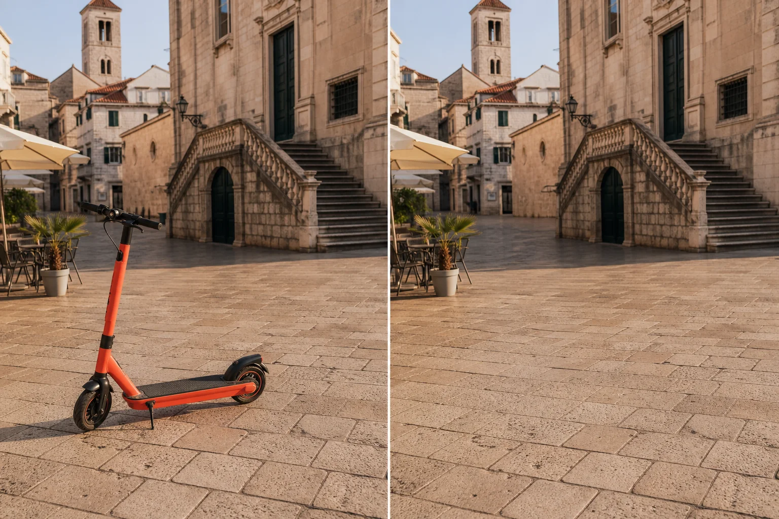 Travel photo example showing a distracting object removed from the background