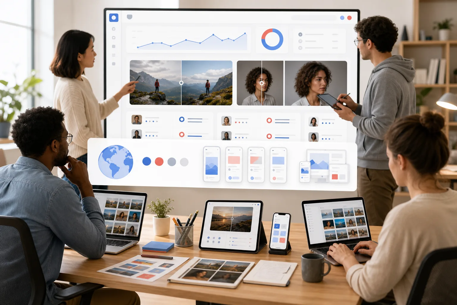 Magic Eraser team reviewing AI photo editing workflows