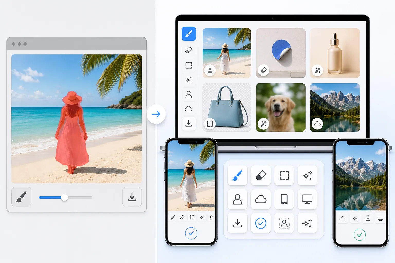 Comparison of a basic web eraser and a multi-device AI photo cleanup suite with task-specific tools