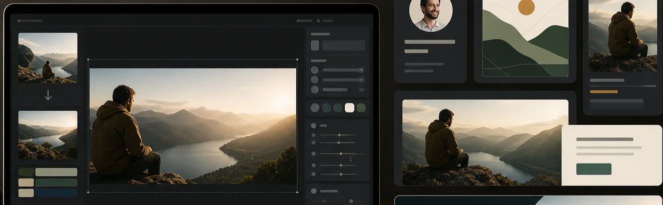 AI newsletter writer workflow preparing post hero images, author photos, microblog visuals, email inline graphics, and landing page imagery