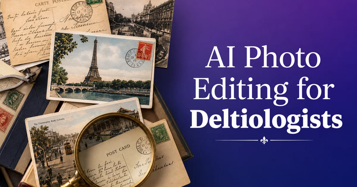 AI Photo Editing for Deltiologists — Postcard Collection Photography