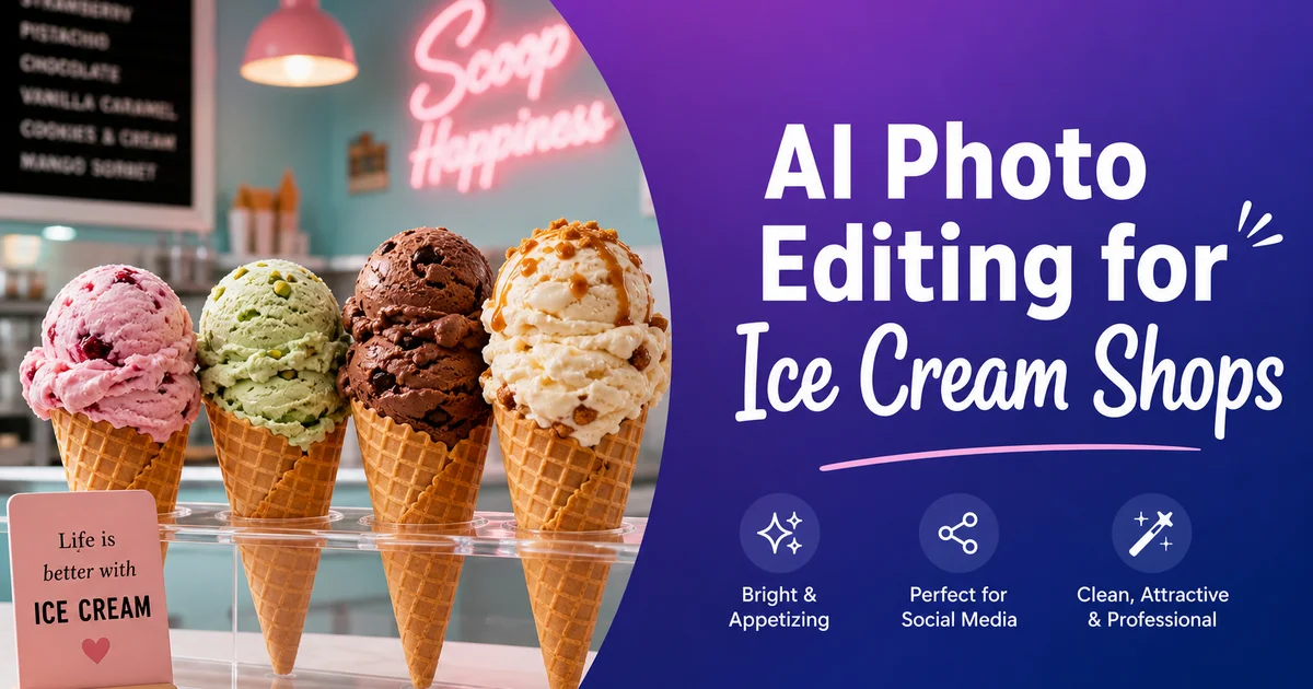 AI Photo Editing for Ice Cream Shops: Menu Boards, Social Media, and Delivery Apps