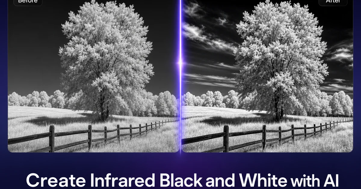 How to Create Infrared Black and White Photos with AI: Otherworldly Landscape Effects
