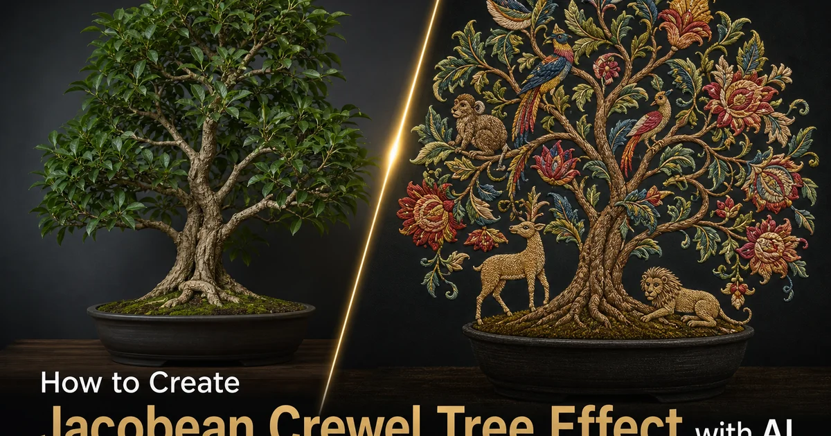How to Create a Jacobean Crewel Tree Effect with AI — Magic Eraser
