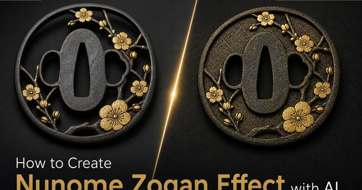 How to Create a Nunome-Zogan Effect with AI: Cloth-Texture Metal Inlay