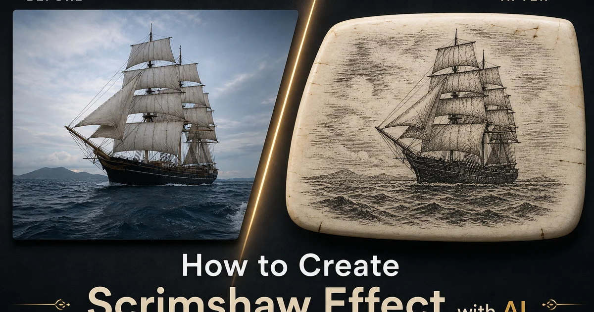 How to Create Scrimshaw Effect with AI — Magic Eraser