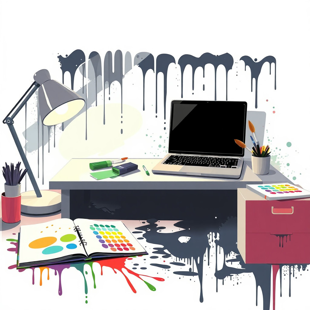 Damlayan boya sıçraması AI generated creator workspace example