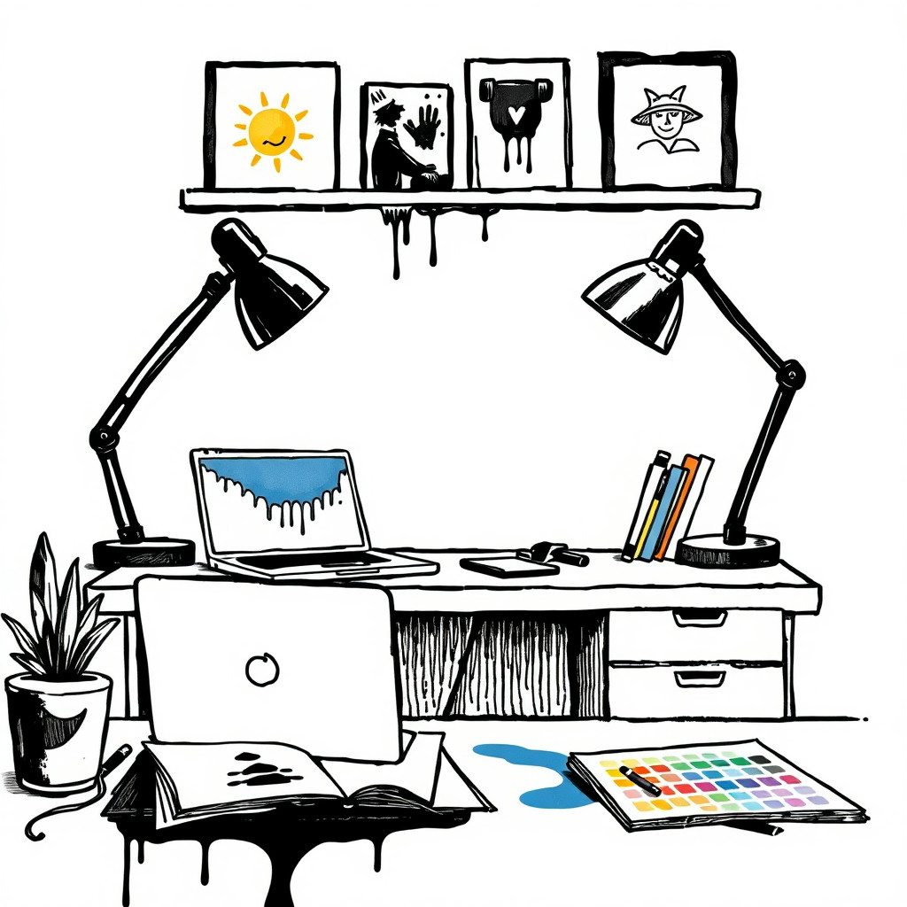 حبر متقطر AI generated creator workspace example
