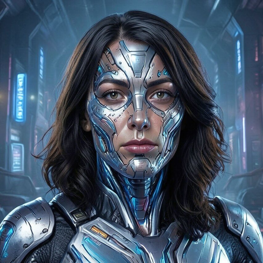 Cybernetic AI filter portrait result