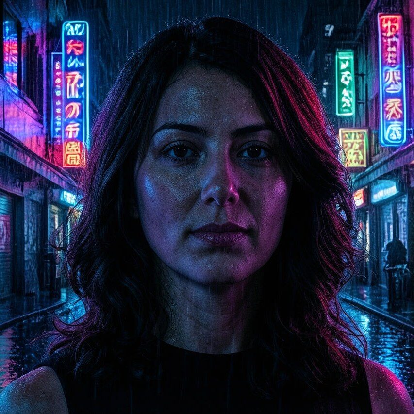 Neon Noir AI filter portrait result