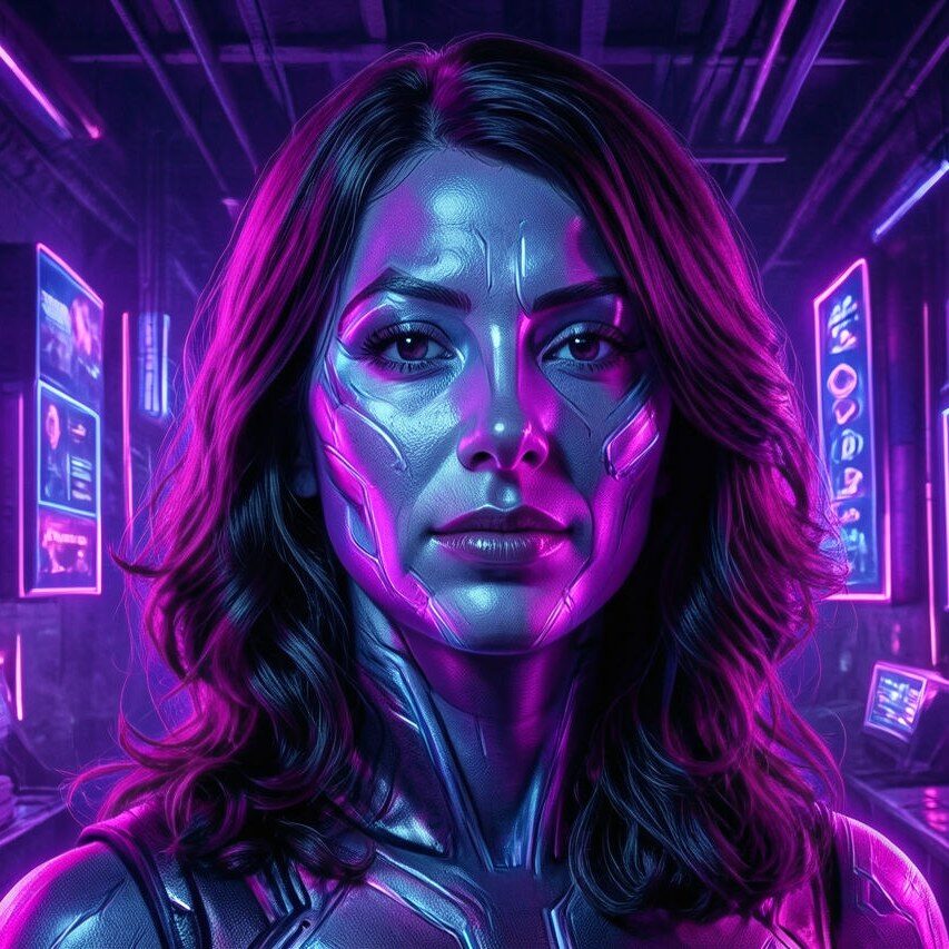 Neon Punk AI filter portrait result